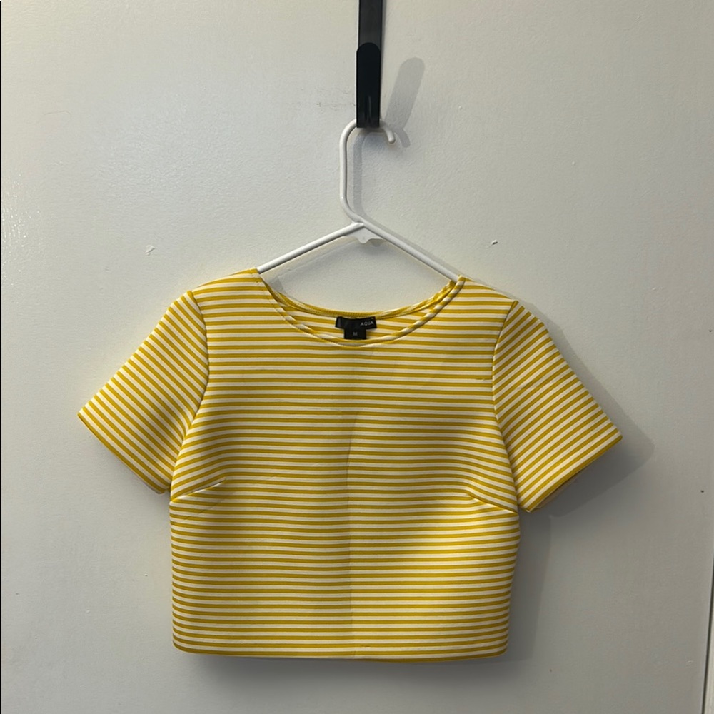 Nordstrom Yellow & White Striped Crop Top